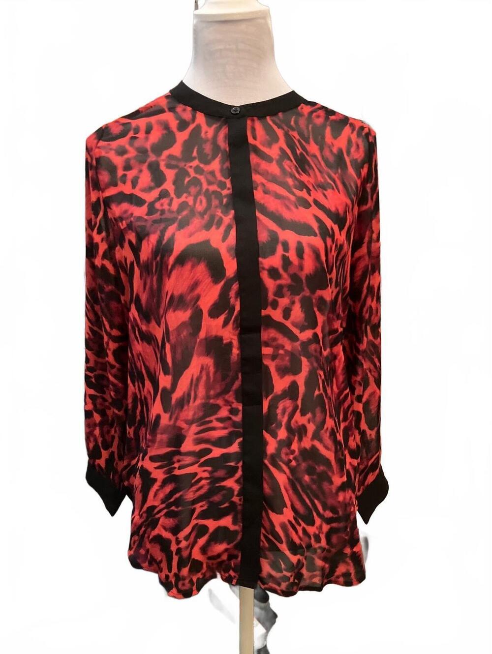 NWOT Susan Graver Sheer Animal Print Button-Up Shirt #2029
